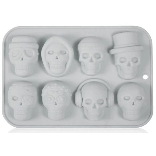 8-Piece Skull Silicone Mold Set for Baking, Chocolate and