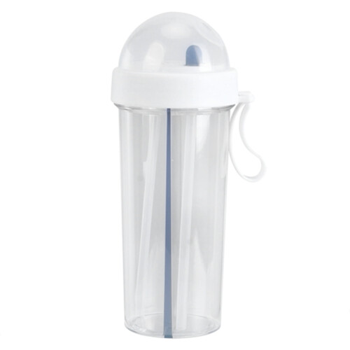 Gobelet Delaman blanc 600 ml, bouteille double usage avec paille