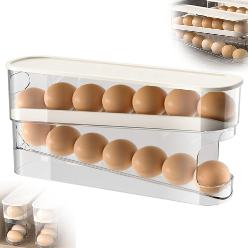 Automatic Rolling Egg Holder for Fridge, 4-Tier, 30-Egg