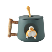 Mok met Shiba-hondje, deksel en lepel (350 ml)