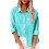 Womens Cotton Linen Button Down Shirt-blue XL 1