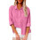 Womens Cotton Linen Button Down Shirt-rose red 5XL 1