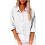 Womens Cotton Linen Button Down Shirt-White L 1