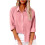Womens Cotton Linen Button Down Shirt-Pink M 1