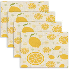 Sets de table en lin à motif citron, lot de 4, 45 x 30 cm