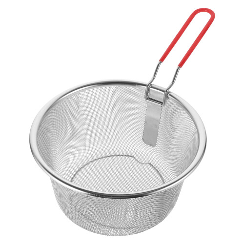 Pastakurv i rustfrit stål med finmasket net