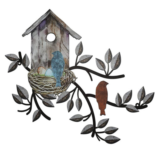 Metal Tree Wall Art with Birds, 30 x 27 cm