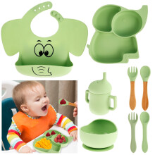 8-Piece Silicone Baby Feeding Set with Suction Bowls