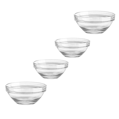 Glass custard cup 4 pcs stackable clear ramekin