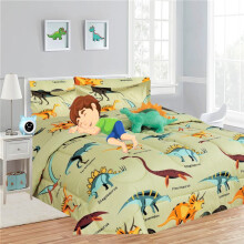 Dinosaur taupe twin bedding set with comforter, sheet,