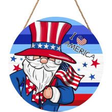 4th of July Wooden Door Sign 12x12 in