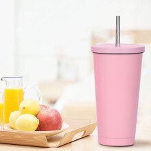 Ceașcă de cafea izolată în vid din oțel inoxidabil, 500 ml, roz