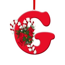 Enfeite de Natal com Inicial em Acrílico Vermelho (26 Letras)