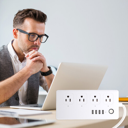 Strip USB Charger 4 Sockets White Copper Rubber 2