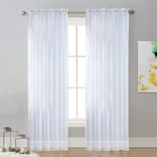 White Sheer Curtains Light Filtering 52x63 inches 1-panel 1