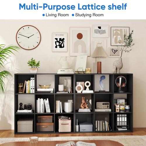 Bookcase Storage Organizer Black 9-Cube 36"x11.6"x36" 2