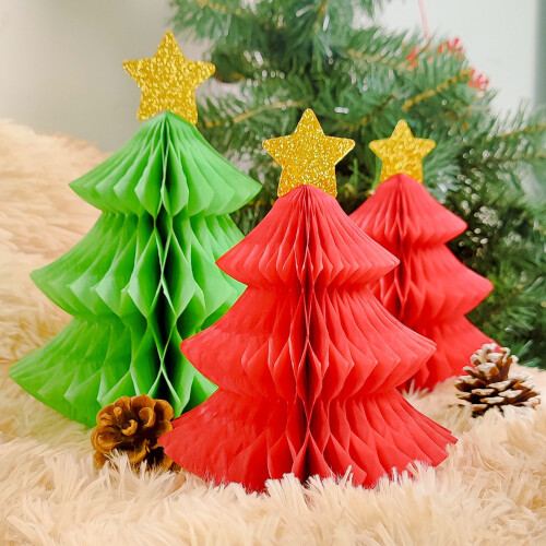 Honeycomb Paper Christmas Tree Decor 3 pcs 1