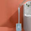 Toilet Brush Set with Long Handle and Wall-Mounted Base 2