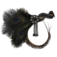 Dameshoofdband uit de jaren 1920 met veer in vintage stijl
