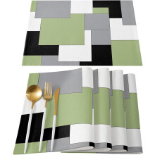 Set van 6 placemats van katoen en linnen, 30 x 45 cm
