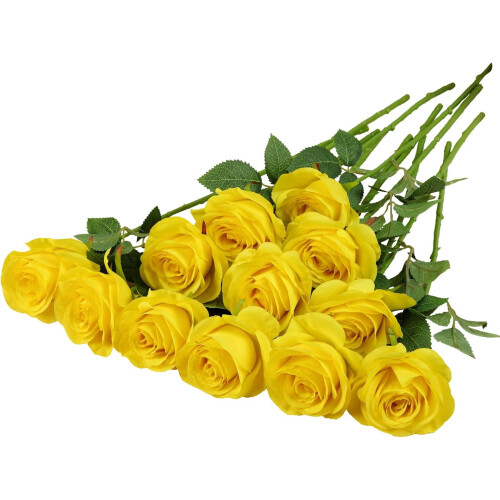 12 stk. sorte kunstige roser silke realistiske blomster