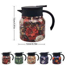 Thermos à thé vintage à motif floral en acier inoxydable 800 ml