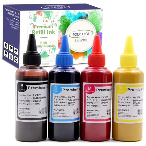 Sublimeringsblæk refill flasker cyan gul magenta sort