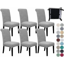 Lot de 6 housses extensibles pour chaises de salle à manger avec ceinture de sécurité