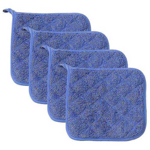 Maniques de four bleues 18 x 18 cm, lot de 4