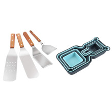 Ensemble d'ustensiles pour plaque de cuisson avec spatules et assiettes alimentaires en PP