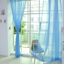 Sheer Tulle Door Scarf Curtain Panel Sky Blue