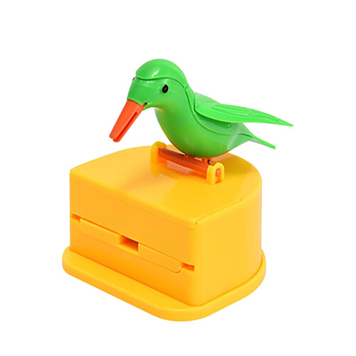Caja para palillos de dientes con expulsión automática para pájaros pequeños