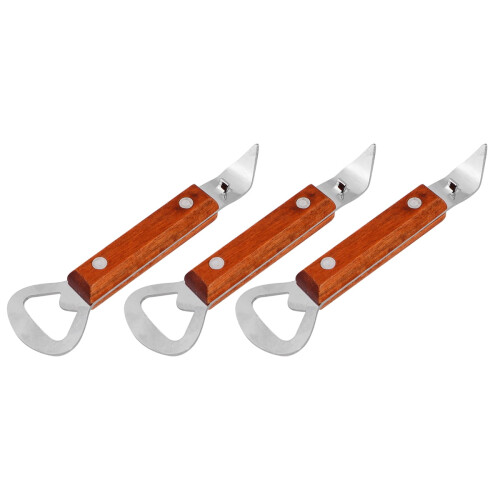 Stainless Steel Bottle and Can Opener with Wood Handle