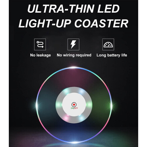 LED Drink Coasters Set of 2 – Acrylic Light-Up Coasters 1