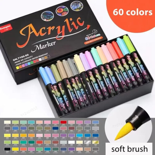 Acrylic Paint Brush Pen Soft Tip 24 Colors 1