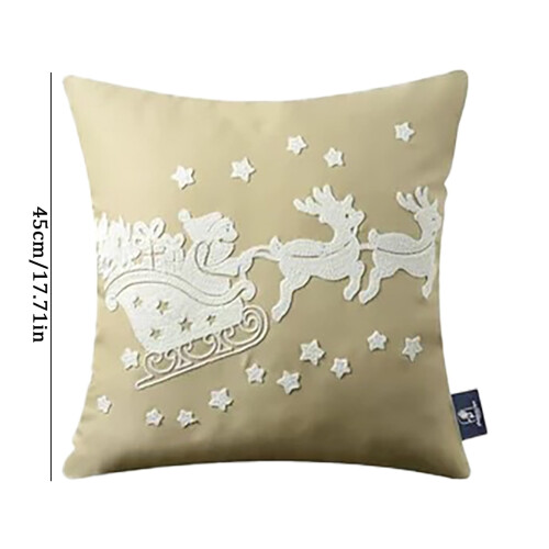 Funda de cojín navideña de terciopelo de algodón beige blanco18 2