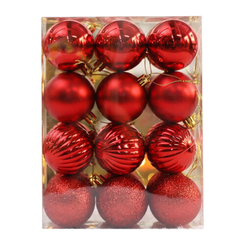 Christmas Tree Ornaments Red Shatterproof Plastic Balls 2