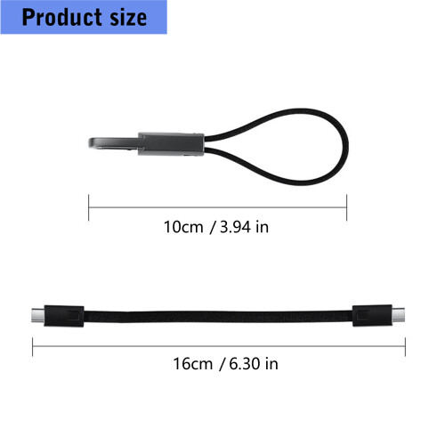 60W Fast Charge Keychain Cable Type C Braided Nylon with Alloy 2