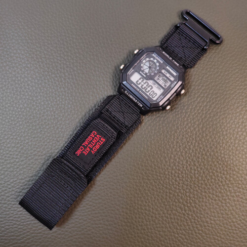 Adjustable Hook And Fastener Nylon Watch Strap Quick Dry-Black 2