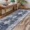 Blue vintage machine washable hallway runner rug 2 ft x 6 ft 2
