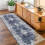 Blue vintage machine washable hallway runner rug 2 ft x 6 ft 4