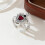 2PCS Elegant Gothic Love Rings Adjustable Alloy-Red silver 5