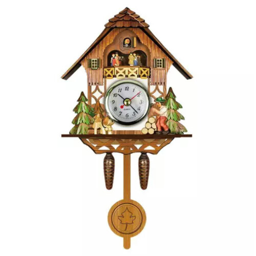 Wooden Cuckoo Clock Wall Clock with Birdhouse Design 2