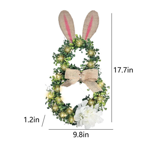 Påskkrans kaninformad med LED-lampor 43 cm 2