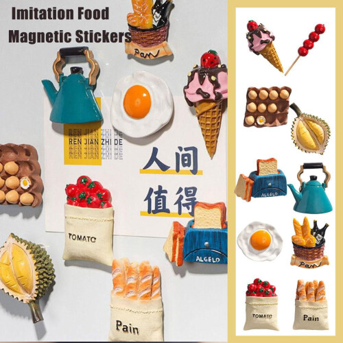Ensemble de décorations alimentaires magnétiques 3D pour réfrigérateur 1