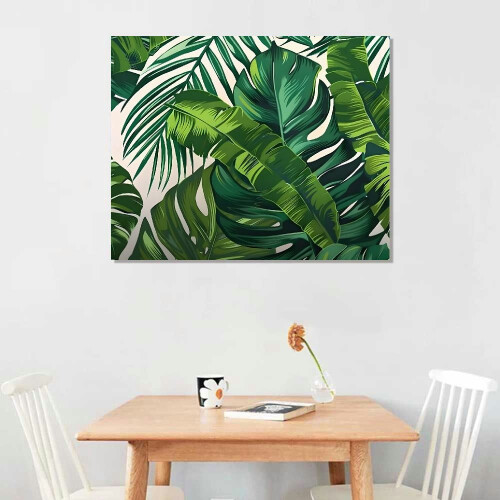 Tropical Leaf Canvas Wall Art Print Framed 20x16 in 1