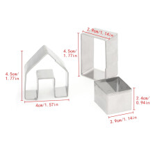 Stainless Steel House-Shaped Cookie Cutters 3 pcs