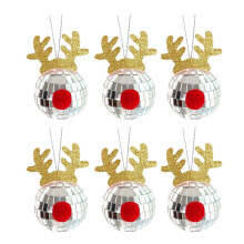Silver Mirror Reindeer Pendant Christmas Ornament 8 cm