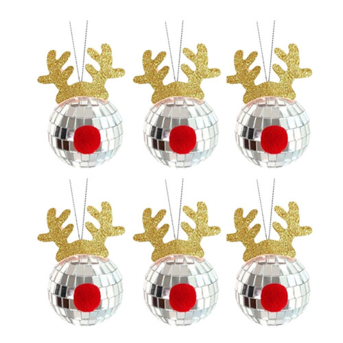 Silver Mirror Reindeer Pendant Christmas Ornament 8 cm