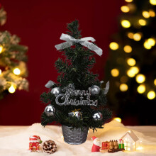 Mini Silver Christmas Tree 30cm with Bow and Ball Ornaments